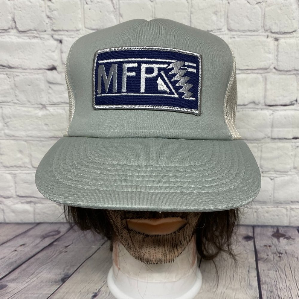 Vintage Hat Cap Snapback Gray White Trucker Mesh MFP Mohawk Propane Embroidered
